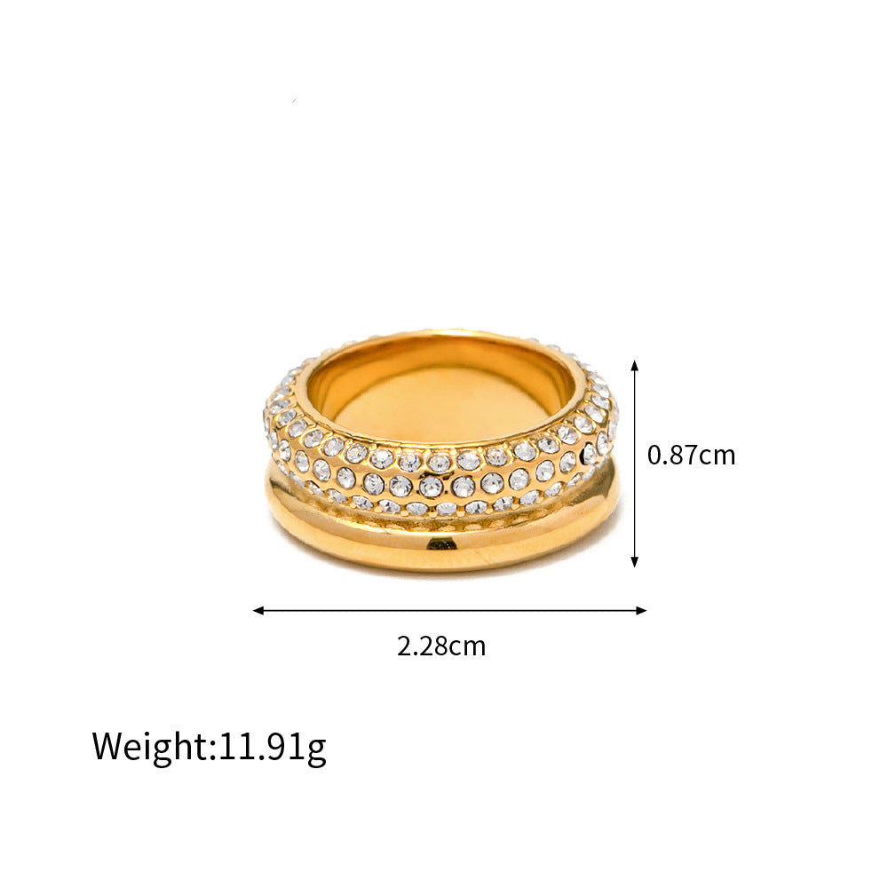 Elegant and sparkling 18K Gold CZ Multi-Layer Ring on display