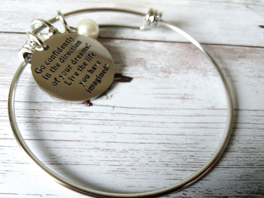 Inspirational bracelet with heart and bead charms