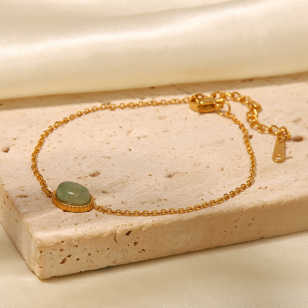 Green aventurine bracelet shining in natural light