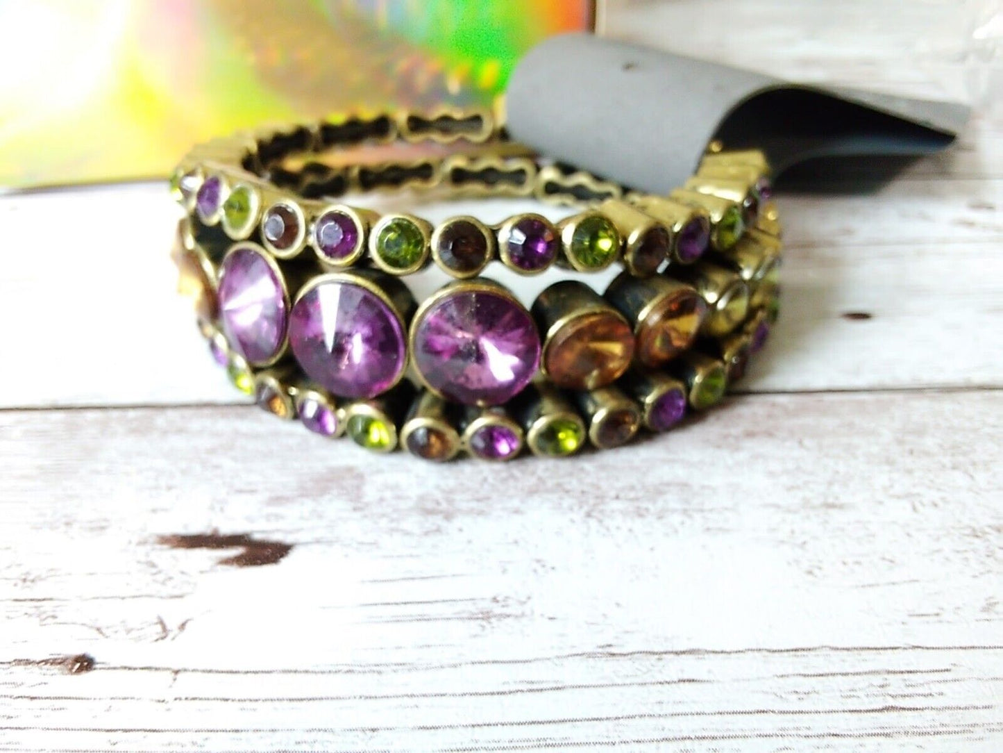 Antique aesthetic bracelet with rhinestones radiating vintage charm