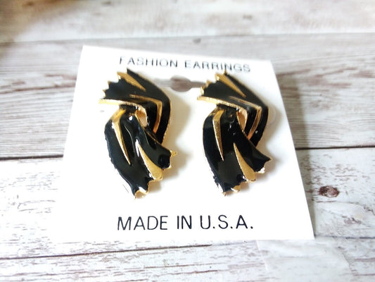 Retro Chic Delight: 1980s Black Candy Wrapper Earrings