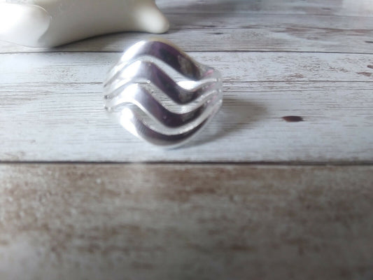 Serenity Waves: Sterling Silver Wave Ring, Size 7.5