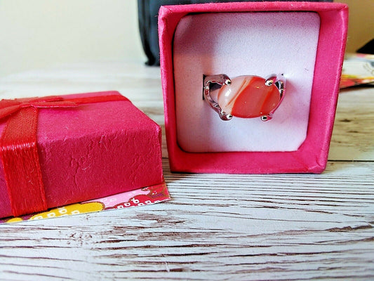 Gorgeous Red Carnelian Ring: Oval Silver Plated, Size 8, Stunning Statement
