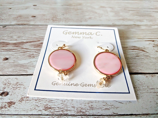 Blushing Pink Beauties: Mother-of-Pearl Shell Circle Drop Earrings