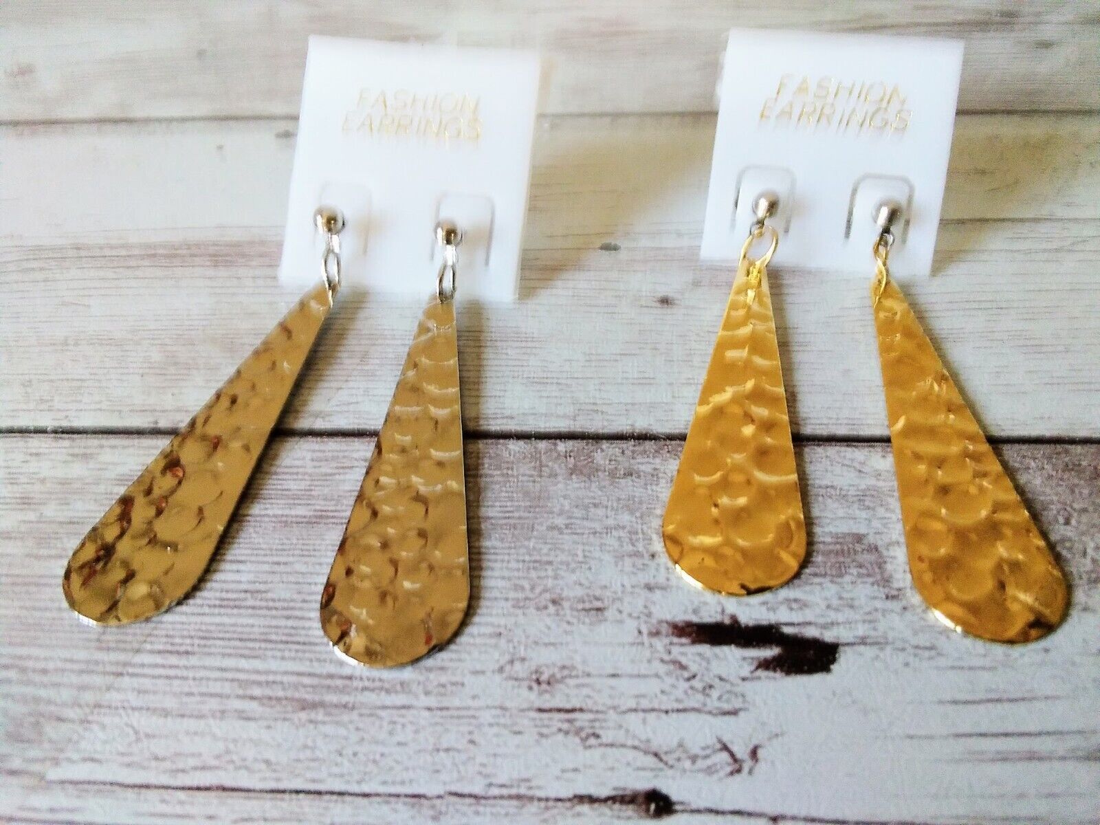 1980s Style Gold and Silver Teardrop Earrings 