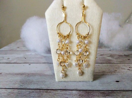 Luminous Gold Plated Celestial Cascade Dangle Earrings
