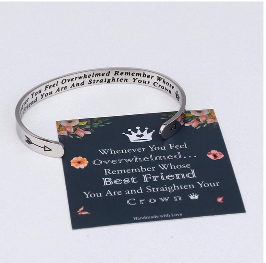 Inspiring message on friendship cuff bracelet