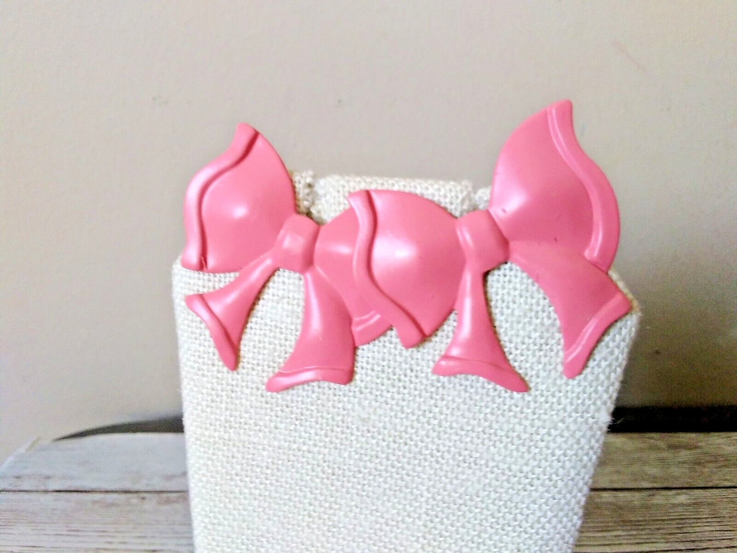 Pink Pop Princess 1980s Bow Earrings