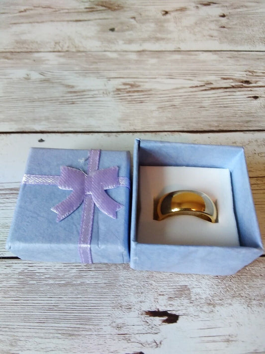 Radiant Gold Tone 8mm Tungsten Ring: Size 6.5, Luminous Glow