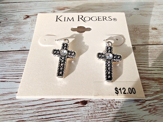 Spiritual Elegance: Christian Silver Tone Cross Earrings by Kim Rogers