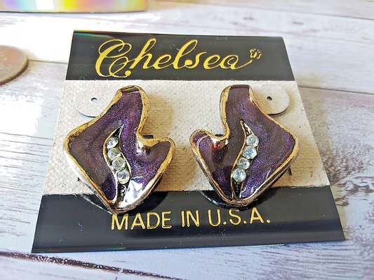 Purple Majesty: Retro 1980s Glamour Post Earrings