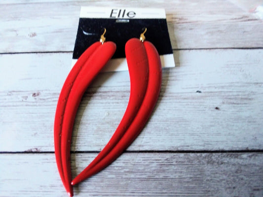 Long 3-Inch Red Chili Pepper 1980s Earrings