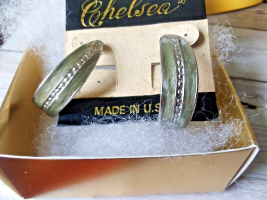 Sleek Silver and Misty Gray Vintage 1980s Gray Half Hoop Earrings