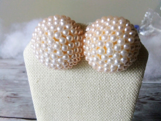 Sun-Kissed Peach Seed Bead Cluster Earrings