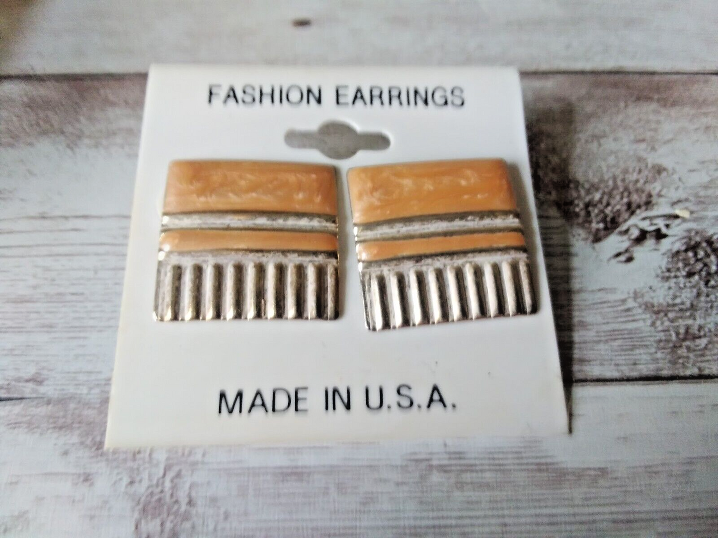 Square Simple Glamour Earrings on a card that says "Fashion earrings" and "Made in the USA"