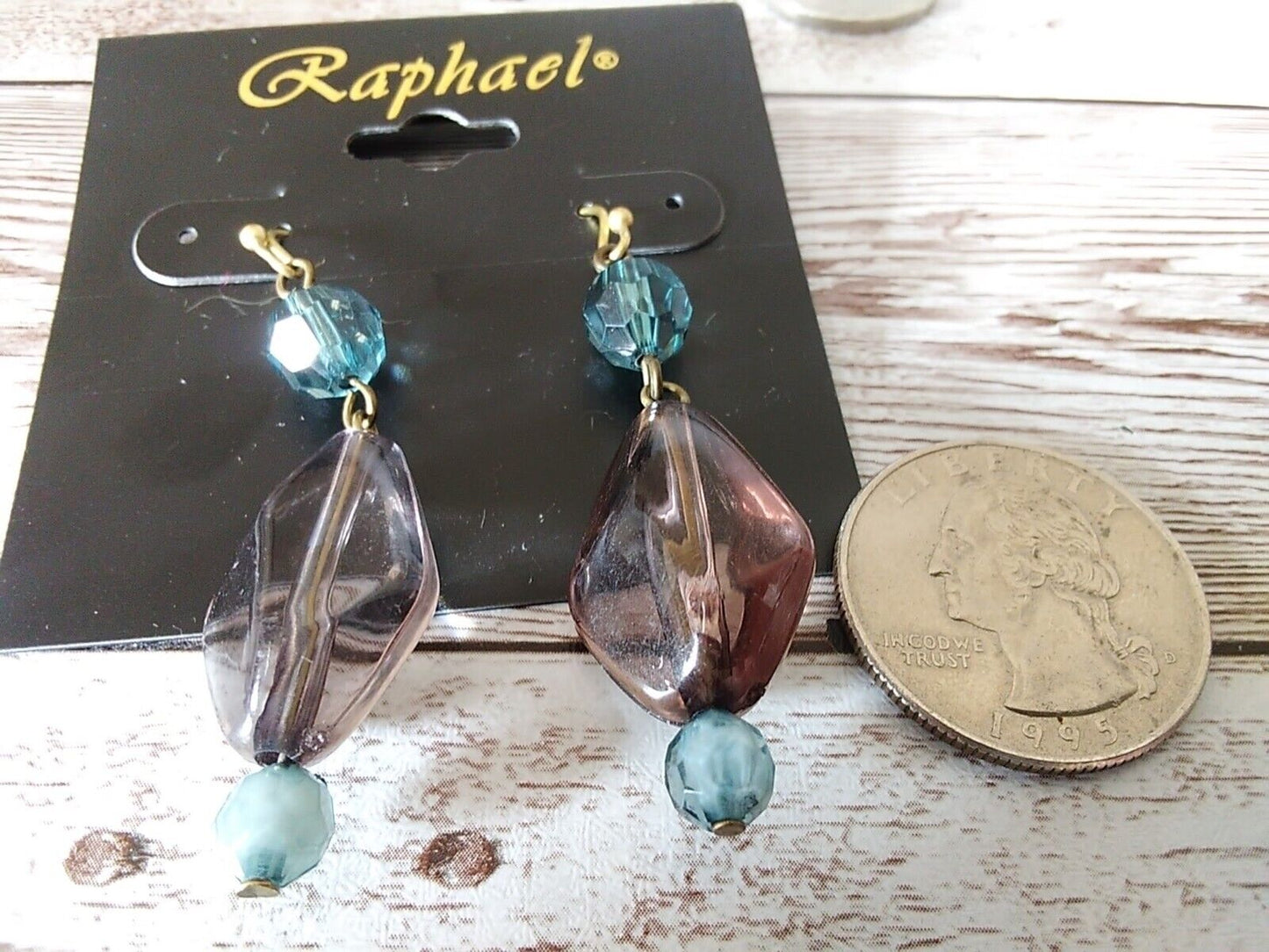 Trendy blue and purple glass earrings with unique design"