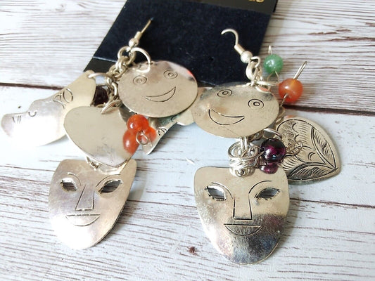 Stagecraft Sparkle: Theatrical Drama Mask Moon Heart Glam Earrings