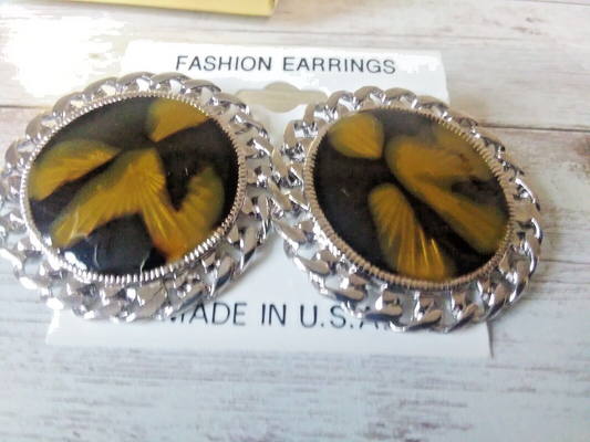 Sultry Safari: 1980s Tiger Circle Statement Earrings