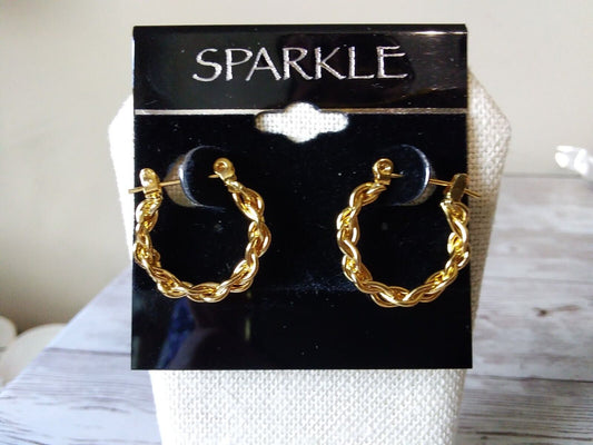 Urban Princess Small Gold Plated Chain Hoop Earrings