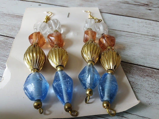 Twin Tango: Vibrant Double-Stranded Long Glass Beaded Earrings
