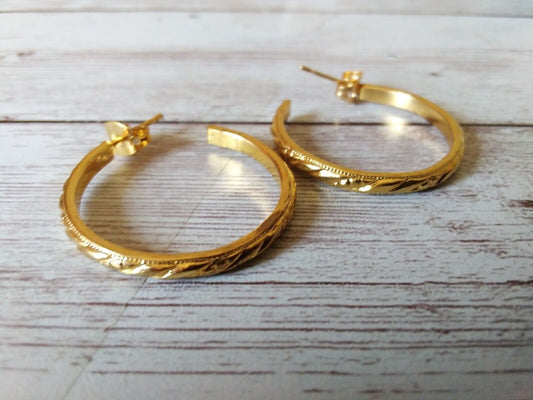 Illustrious Elegance Gold Plated Hoop Earrings