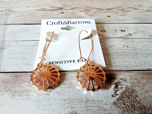 Rose Gold Tone Sun Hypoallergenic Drop Earrings