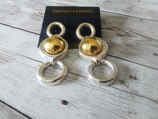 Magnificent Silver and Gold Loop Dangle Earrings