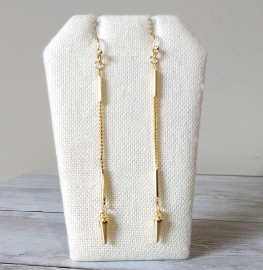 Serpentine Pointed Gold Plated Swing Earrings