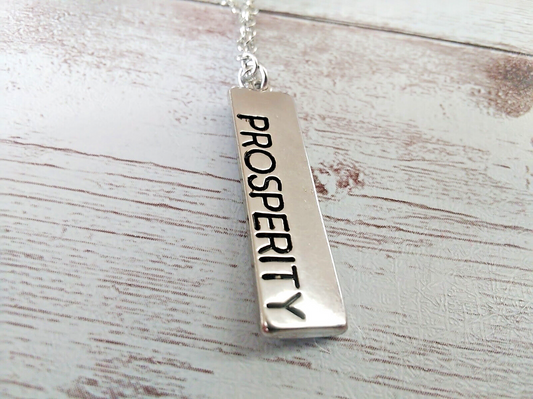 Stainless Steel Prosperity Bar Necklace