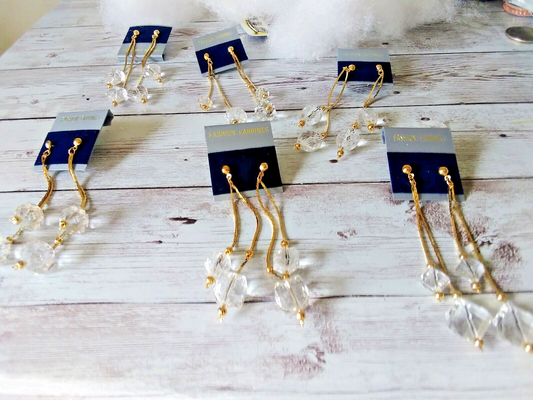 Splendid Chain Gem Sparkling Gold Plated Dangle Earrings