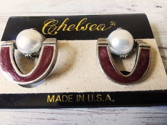 Pearl Statement: Vintage  1980s Large Faux Pearl Drop Horseshoe Earrings