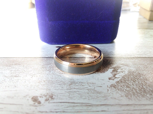 Majestic Duality: Size 10.5 Rose Gold and Silver Tungsten Ring in Royal Gift Box