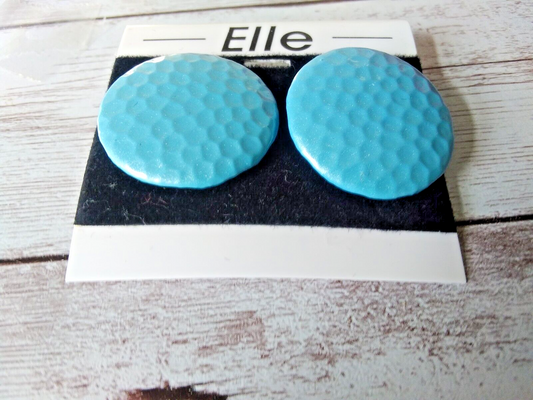 Vintage Glamour: Authentic 1980s Baby Blue Textured Button Pierced Earrings