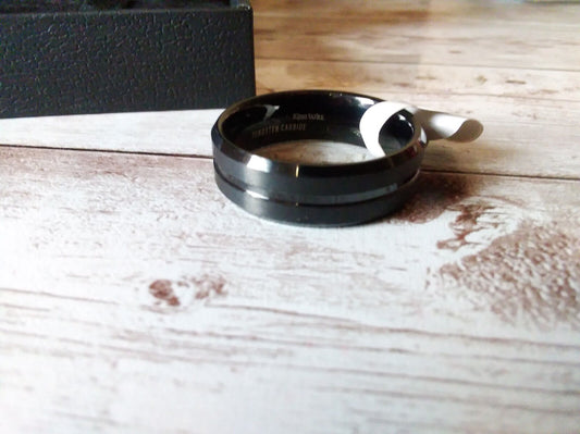 Black grooved tungsten carbide ring