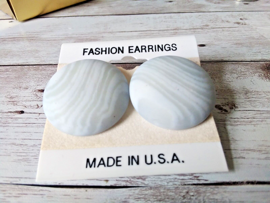 Retro Blue Planet Statement 1980s Earrings